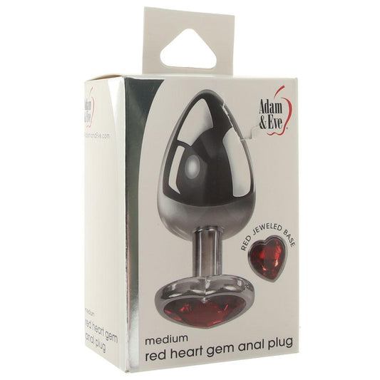 Adam & Eve Medium Metal Anal Plug with Red Heart Gem - Regular