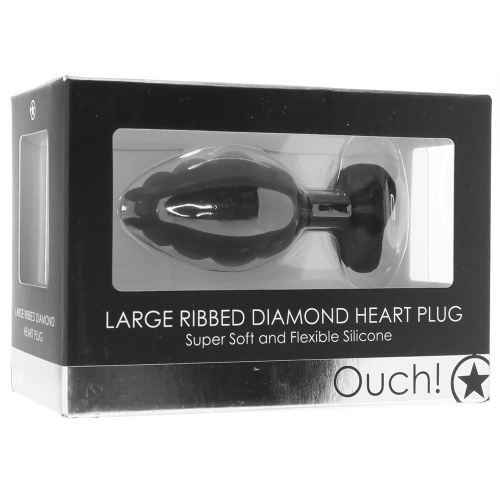 Ouch! Large Ribbed Diamond Heart Plug - Regular