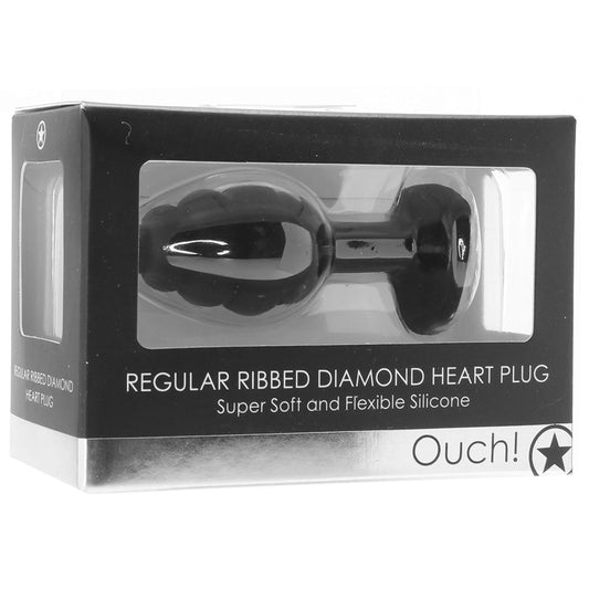 Ouch! Regular Ribbed Diamond Heart Plug - Regular